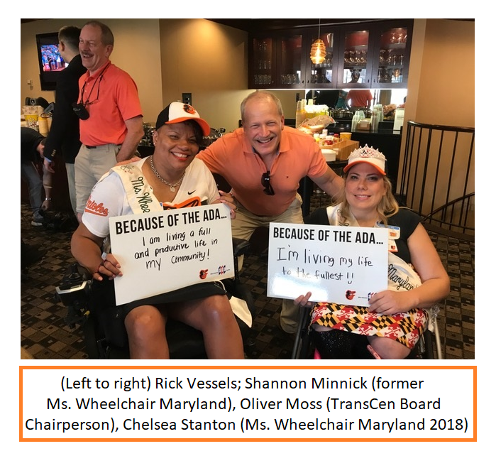 Rick Vessels, Shannon Minnick (former Ms. Wheelchair Maryland), Oliver Moss (TransCen Board Chair), Chelsea Stanton (Ms. Wheelchair Maryland 2018)